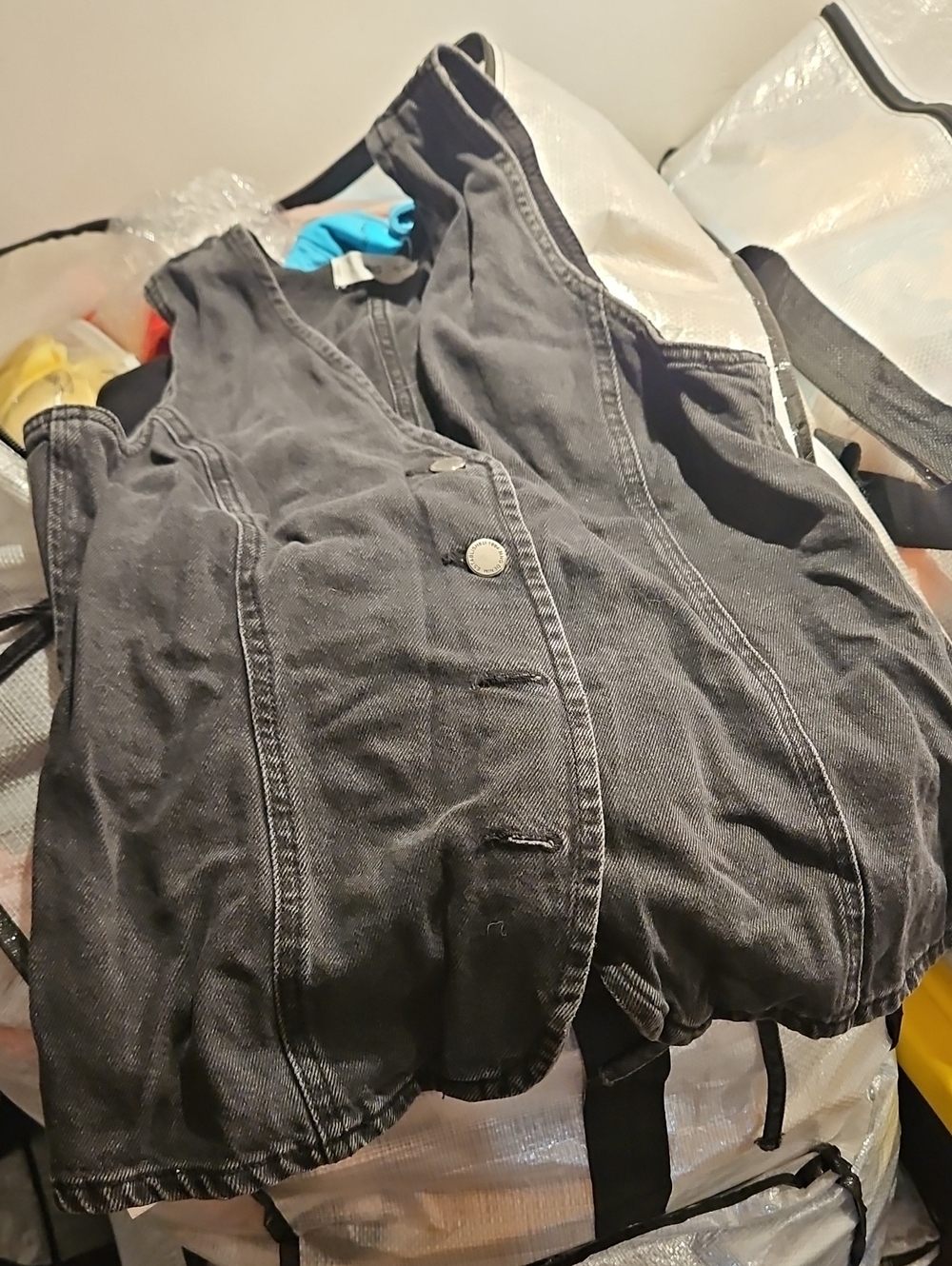 Mango denim Black Indigo seamed vest